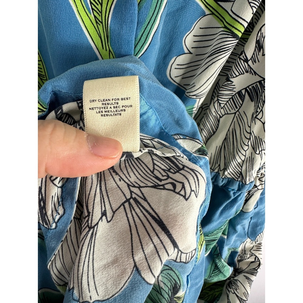 Moulinette Soeurs Silk Dress Womens 4 Blue Floral Tropical Sleeveless Pockets - Picture 7 of 8